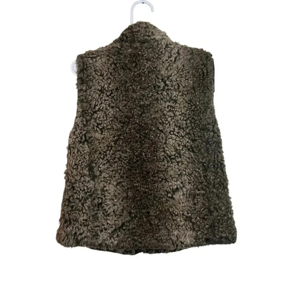 Gap Kids Girls Faux Fur Vest Size Small Brown Neutral Mock Neck Full Zip Formal - Picture 2 of 4